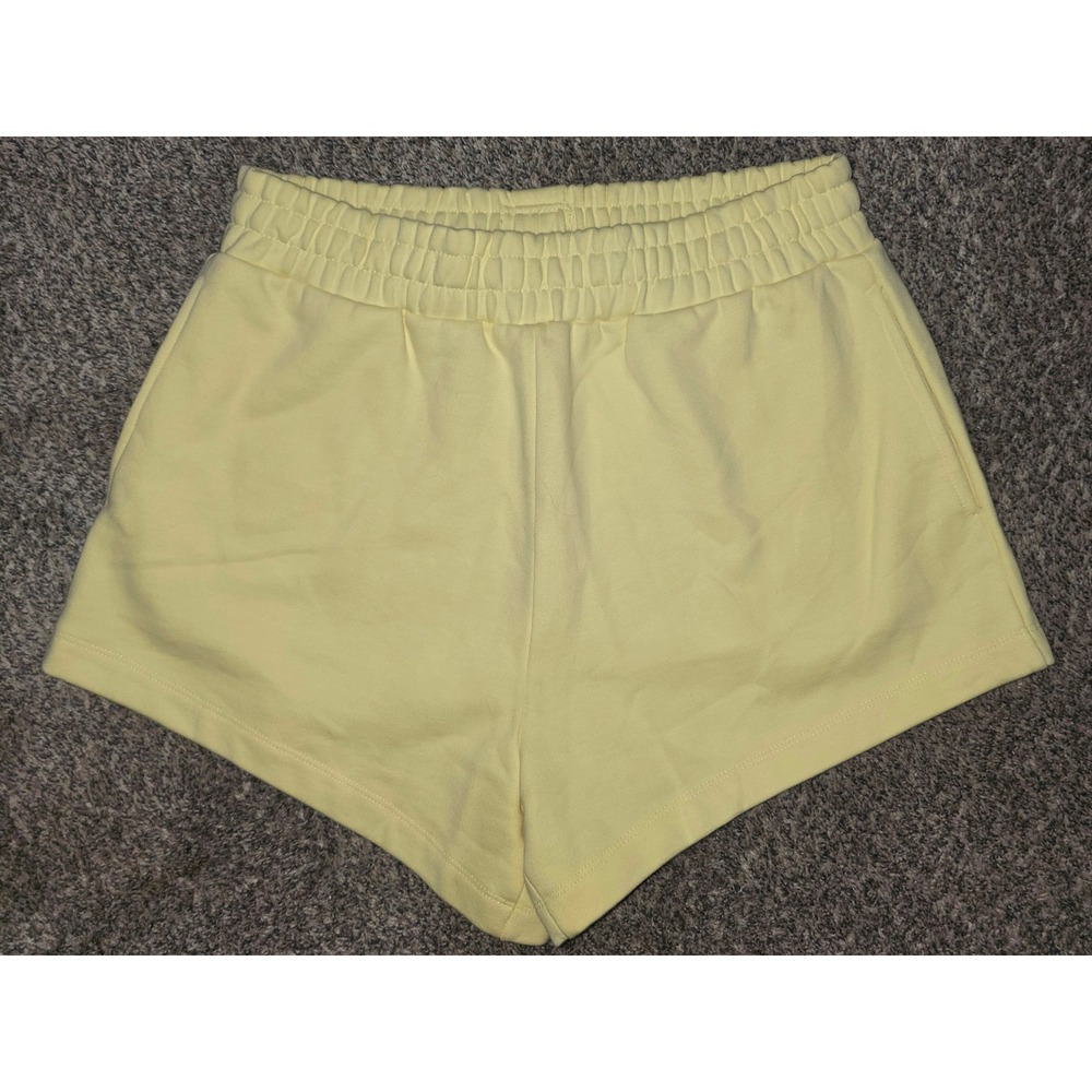 Daily Drills Butter Yellow Cotton Sweat Shorts Womens Size M/L Elastic Waist